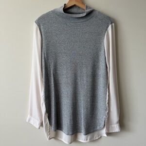 LOFT Grey Ribbed Top